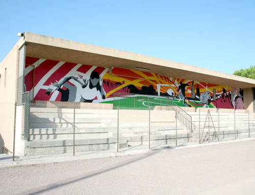 Fresque participative, Var, PACA, sur la tribune du stade du Beausset