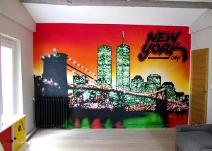 Fresque murale Toulon chambre New York