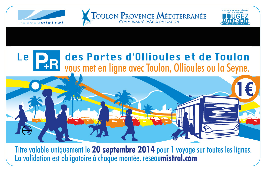 Création de visuel & déclinaison sur ticket de transport Toulon